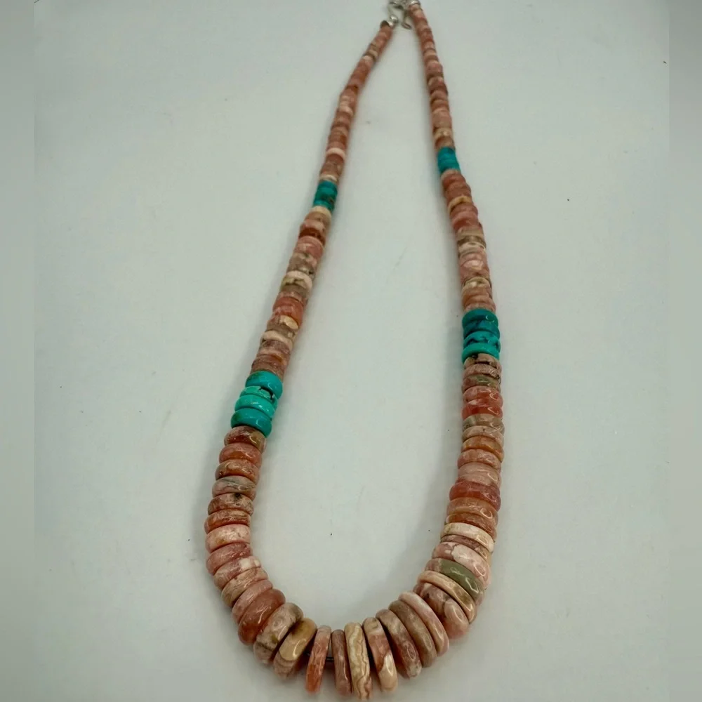 Jay King Mine Finds Argentina Rhodochrosite Turquoise Graduated Beaded Necklace
